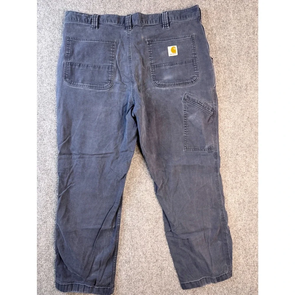 Carhartt Mens 38x30 Relaxed Fit Navy Blue Canvas Workwear Carpenter Pants Faded